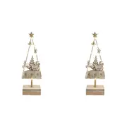 2PK LVD Metal LED Santa Xmas Tree Home/Living Room/Table Display Decor 35x12cm
