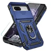 for Google Pixel 8A Case with HD Screen Protector & Slide Camera Cover & Blue