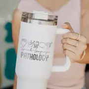 Engraved Speech Language Pathology 40oz Tumbler with Handle, SLP Therapist Gift