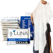 Luna Biodegradable Towel Size Body Cleaning Wipes - Individually Wrapped 10 Pack | Extra Large Unscented Wet Wipe for No Rinse Bathing and Shower | Great for After Workout, Camping, Travel, Yoga, Gym