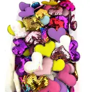 50 PC Puffy Hearts Craft Supplies Sequin Applique Assorted Colors Mixed NEW