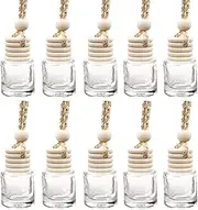 AcbbMNS 10Pcs Car Diffuser Bottles, 8ml Hanging Car Air Freshener Perfume Bottle, Refillable Empty Glass Essential Oil Fragrance Aromatherapy Bottles Pendant with Hanging String, Cylindrical