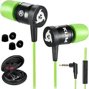 [KLIM] Fusion Earbuds with Microphone - New - Long-Lasting Wired Ear Buds - Innovative: in-Ear with Memory Foam - Earphones with Mic and 3.5mm Jack - Green