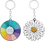 [MarCoolTrip MZ] 2 pack Colorful What To Eat Wheel Spinning Keychain,Funny Little Daisy Keychain - Funny and Cute Mood Key Chains - for Kids Teens Women Men