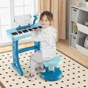 Costway37 Keys Kids Piano Keyboard with Microphone for Ages 3+-Blue