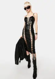 The Perfect Place Lace Up Midi Dress