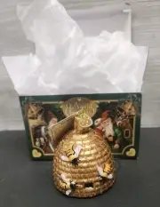 Old World Christmas Glass Blown Ornament, Bee Skep (With OWC Gift Box) D3