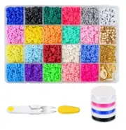 4000pcs 20 Colors Clay Bead DIY Jewelry Making Kit 6mm Flat Round Polymer Clay C