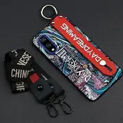 Phone Case Compatible with Kyocera Basio Active3, Ring Dirt-Resistant Personality Protective Durable Wrist Strap Soft case Kickstand Lanyard