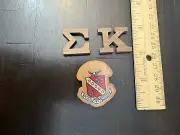 Sigma Kappa Sorority Wood Letters (1") and Mini Crest (1.5") Combo