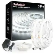 White LED Strip Light 50Ft (2x25ft) Dimmable Bright 12V Led Light Strip 6500K