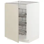 METOD base cabinet with wire baskets, white/Havstorp beige, 60x60x80 cm