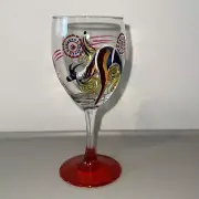 Australian Made Souvenir Wine Glass Australia Kangaroo Aboriginal Art