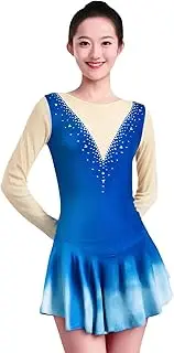[Zagitova] Figure Skating Dress for Girls Patchwork Open Back Women Competition Dance Outfit with Shiny Rhinestone