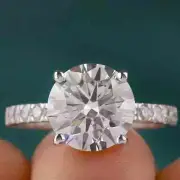 1.5Ct Round Cut Moissanite Women's Engagement Promise Ring 14k White Gold Plated