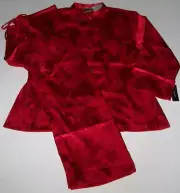 NWT Natori Brocade Red Ryu DRAGON Mandarin Pajama/Lounge Set XL SOFT Silky Satin