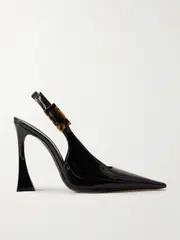 [SAINT LAURENT] SAINT LAURENT - Dune Patent-leather Slingback Pumps - Black - EU 38 EU 38 Black