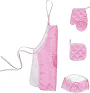 Toddmomy 1 Set Apron and Chef Hat Set for Chef Apron with Glove for Cooking Baking and Pretend Play Role Play and Kitchen Activities