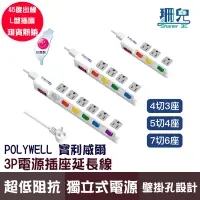 在飛比找蝦皮商城優惠-POLYWELL 寶利威爾 電源延長線 3插 4插 6插 插