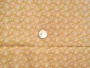 Vintage Cotton Quilting Fabric Maize Gold White Floral 1/2 yd Calico