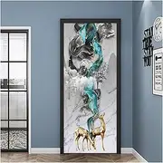 Door Stickers 3D Door Sticker Home Decoration Porch Living Room Art Mural Peel & Stick Waterpoof Wall Sticker (Size : 95x215cm)