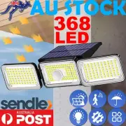 3 Head Solar Motion Sensor Light 368 LED Outdoor Garden Wall Security Flood Lamp
