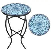 Outdoor Mosaic Side Table,14'' Round Small Patio Bistro Accent Table Indoor