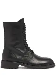 Ann Demeulemeester Danny Black Leather 40mm Combat Boots New And Authentic