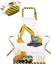 WERNNSAI Kids Aprons and Chef Hat Set Kids Art Aprons Set Child Painting Art Smock Cooking Gardening Painting Smock with Pocket Paint Smock Child Artist Costume Chef Costume Kids Chef Outfit