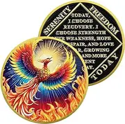 Radiant Phoenix Sobriety Coin Set | Silver Roman Numeral AA Chip Medallion with Coin Capsule | Anniversary Token for Men & Women in Recovery | AA Sobriety Gifts Medallion for Month & Year Milestones