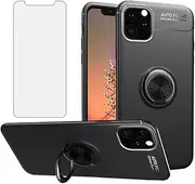 Asuwish Phone Case for iPhone 11 6.1 with Tempered Glass Screen Protector Cover and Ring Holder Stand Slim Hybrid Protective Cell Accessories iphone11case iPhone11 i Phone11 11s XI 11R Women Men Black