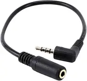 3.5mm Extension Cable Elbow Plug Male to Female Stereo Audio 4-Pole 90 Degree Angled Plug Gold Plated