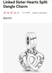 Authentic Pandora #799538C01 Linked Sisters Hearts Split Dangle Charm