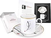 - Tea Cup and Saucer, Fine Bone China, with Wassily Kandinsky "Free curve to the point" 250ml