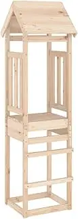 vidaXL Solid Pine Wood Toddlers Play Tower - Kid's Playhouse with Adaptable Slide, Ladder, Climbing Wall Options for Garden - 52.5x46.5x206.5 cm