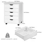 5-Drawer Rolling Cabinet with Swivel Wheels for Home or Office Organization