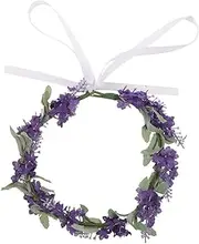 Bridal Floral Headband Lavender Flower Garland Crown Hair Wreath for Women Girls Festival Party Holidays Photo Taking (Light purple, One size)