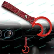 Car Accs JDM Moon Shape TSURIKAWA Red Crystal Ring Red Clouds Nylon Handle Strap