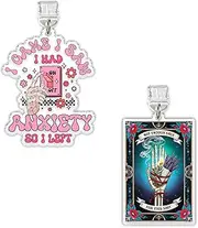 Set 2Pcs Not Enough Sage For This Sh*t, I Came I Saw Kindle Charms Dust Plug Charm 1.5 Inches Funny Tarot Skeleton Hand Mental Health Sarcastic Humor Snarky Silly Lightning/Type C Acrylic Material
