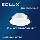 30pcs 10W LED Flat Downlight Tri-color Changeable 90mm Cutout Spotlight