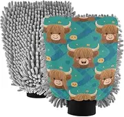 Catone Lovely Brown Scottish Highland Bull Car Wash Mit Scratch-Free Car Washing Gloves Car Cleaning Wash
