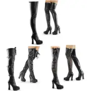 Pleaser Sexy Stretch Platform Heels Thigh High Boots Adult Women Electra30Xx