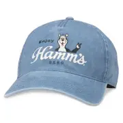 Hamm's Beer Classic Sascha Bear w/ Logo Washed Style Adjustable Hat Blue
