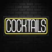 Cocktails Neon Sign for Retail Displays | LED Flex Neon | 30"W x 12"H x 1"D