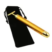 24k NEW T-shaped Gold Bar Face Roller Massager Vibration Anti Ageing Wrinkle UK✔