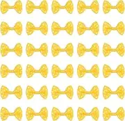 sourcing map 100 Pcs Bright Yellow White Dot Polka Dot Ribbon Bow Ties 1.5" x 1" Mini Bowknot for Crafting Little Satin Bows Bulk for DIY Sewing Scrapbooking Wedding Present Home Decoration