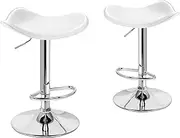 [ALFORDSON] 2pcs Bar Stool PU Leather Kitchen Barstools with Swivel Backless Seat in 54-74.5cm Adjustable Height Counter Dining Chairs with Footrest & Floor Protector (Portia White)