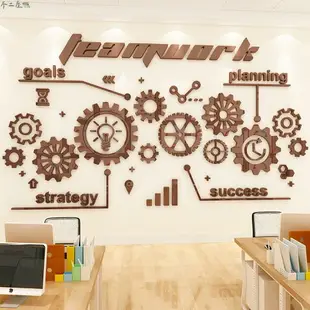齒輪裝飾壁貼 3d立體牆面貼畫 辦公室牆貼壓克力創意勵志貼紙 企業文化牆 壁貼 室內設計