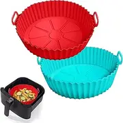 Air Fryer Liners, 2 Pcs Reusable Silicone Baking Tray, Round Air Fryer Pot, Oven Accessories, Replacement for Parchment Liner Paper