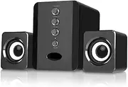 D-202 USB Wired Combination Speakers Computer Speakers Bass Stereo Music Player Subwoofer Sound Box for Desktop Laptop Notebook Tablet PC Phone Black One Size